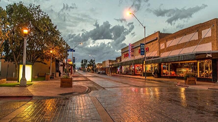 Downtown Florence Main Street at dusk